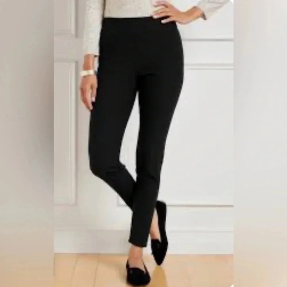 Talbots Skinny Leg Ankle Length Equestrian Style Black Knit Pants Women’s 2 NWT - Picture 1 of 15